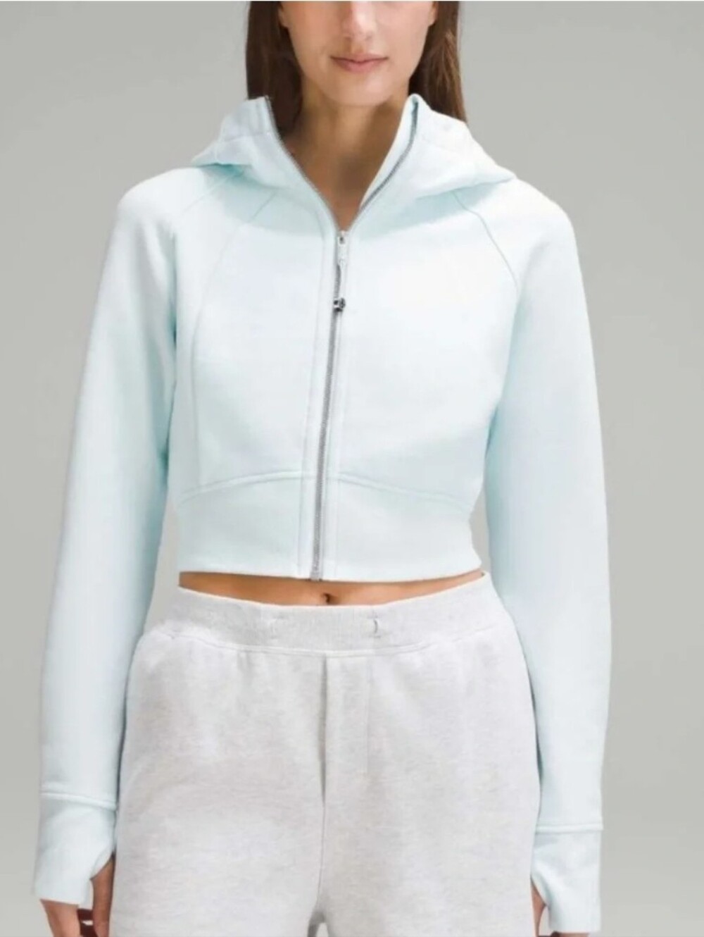Lululemon Scuba Full-Zip Cropped Hoodie in Sheer Blue Size 12